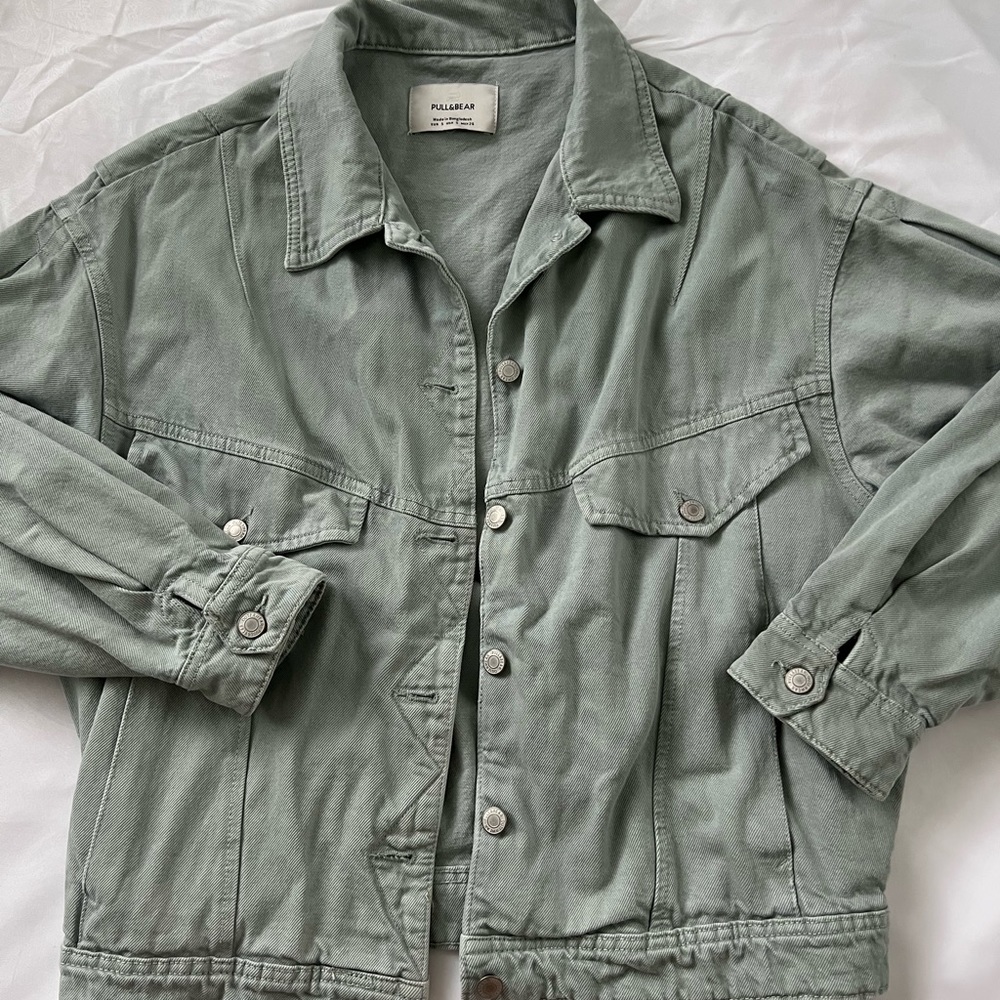 Pull and Bear Green denim jacket